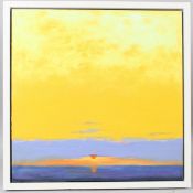 SUSAN WRIGHT 'Golden Solent Sunset' acrylic on canvas signed and inscribed verso 40 x 40cm