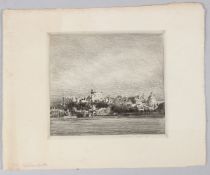 MORTIMER MENPES (1855-1938) Windsor Castle etching signed unframed 14 x 15.5cm image