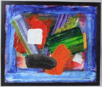 R MIDDLETON Abstract composition in the style of Howard Hodgkin mixed media on baord signed 49.5 x