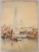 HUBERT MEDLYCOTT View of Antwerp watercolour signed and dated 1891 inscribed verso 'XXV R.