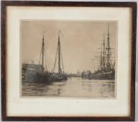 MORTIMER MENPES (1855-1938) 'Amsterdam' etching signed in pencil inscribed label verso 20 x 24.5cm