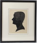 ERIC GILL (1882-1940) profile of Mrs Beatrice Warde woodcut 25/25 signed in pencil 26.5 x 20.5cm