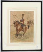 MILITARY INTEREST (19TH CENTURY) XVI Lancers (Queens) cavalry officer on horseback watercolour