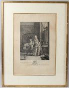 AFTER FRAN VAN MIERIS (1635-1681) 'The Puppy' etching by Pierre François BASAN 34 x 24cm plate