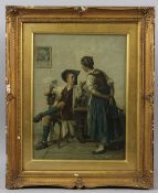 THEODORE GÉRARD (LATE 19TH CENTURY) Scene of a man in discussion with a barmaid oil on canvas signed