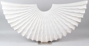 BENOIT AVERLY (1980) Fan carved and painted wood sculpture on metal plinth with engraved signature