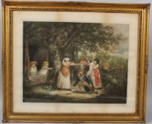 CLIFFORD R. JAMES Children playing at Blinds man bluff mezzotint signed in pencil blindstamped 40