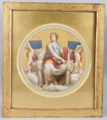 19TH CENTURY CONTINENTAL SCHOOL AFTER RAPHAEL 'Philosophy' watercolour heightened with gold tondo