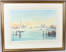 BRITISH SCHOOL (LATE 20TH CENTURY) The Venetian Lagoon watercolour signed indistinctly 34 x 51cm