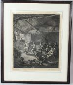 JOHANNES DE VISSCHER AFTER NICOLAES BERGHEM (1624-1683) 'The Farmer's Ball' etching 44 x 37cm
