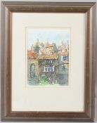 HEDLEY CARRINGTON 'Cobble Heads Robin Hood Bay' watercolour and pen and ink signed an dated '98