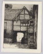 MORTIMER MENPES (1855-1938) An old Inn courtyard etching signed in pencil unframed 20 x 15cm