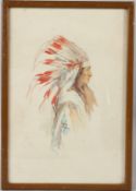 ATTRIBUTED TO LEONARD HOWARD REEDY Portrait of an Indian chief watercolour 35 x 24cm