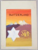 WHITE STAR LINES White Star Liners Switzerland original design for a poster gouache unframed 19.5