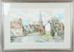 CHARLES BONE (b.1926) Village church watercolour signed 45.5 x 73cm