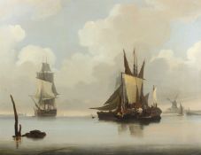 FREDERICK CALVERT (c.1785-c.1845) Shipping off a coast oil on canvas signed indistinctly 68 x 89cm