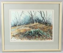 MARJORIE K DEAN 'Woodland Clearing' mixed media signed Laing Collection Art competition label
