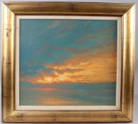 KEN BUSHE 'Sunrise Aug 19th' oil on canvas signed with initials KB artist's details verso 40 x 45cm