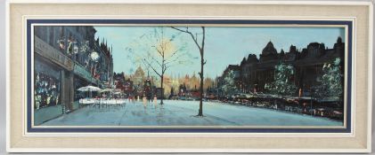 CONTINENTAL SCHOOL (20TH CENTURY) Parisian boulevard acrylic on board signed with initials 30 x