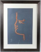 JEAN COCTEAU Trait de Feu profile colour lithograph 63 x 44cm