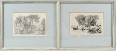 JOHN SELL COTMAN 'Postwick Grove Norfolk' and 'Walsingham Norfolk' pair of soft ground etchings 15 x
