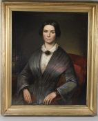 VICTORIAN SCHOOL Portrait of a seated woman oil on canvas 77 x 62cm
