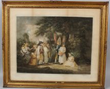CLIFFORD R. JAMES Children at play in woodland mezzotint signed in pencil blindstamped 39.5 x 51.5cm