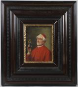 EUROPEAN SCHOOL (19TH CENTURY) Portrait of a Cardinal holding a pot plant oil on panel signed