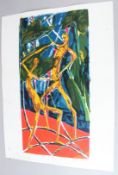 BRUCE ONOBRAKPEYA (1932 NIGERIA) 'Wrestlers (Eketeke and Erevbuye)' serigraph / screenprint 13/15