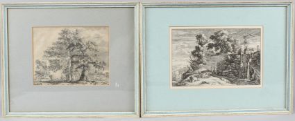 PAUL SANDBY 'Landscape with Trees' etching 17 x 22cm visible image and an etching by HERMAN