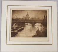 CHRISTOPHER RICHARD WYNNE NEVINSON 'The Thames looking towards St Pauls' heliogravure signed in