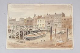 RUPERT SHEPHARD The Thames at low tide from Lambeth Bridge, Grosvenor Road before the flood
