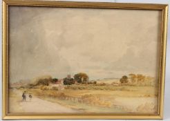 GEORGE SYKES (19TH CENTURY) Landscape with figures on a lane watercolour signed 25.5 x 36cm