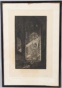 CHARLES WILLIAM SHERBORN Westminster Abbey etching 31 x 18.5cm