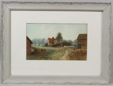 A SHEARING Farm yard scene watercolour signed and dated 1910 17.5 x 29cm