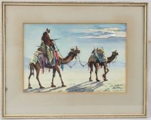 MIDDLE EASTERN SCHOOL Figure on camel watercolour signed and inscribed Tehran Iran 19 x 28.5cm
