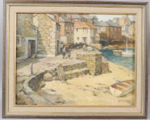 G C CAMERON 'Mousehole, Cornwall' oil on artists canvas board labels verso signed 34.5 x 45cm