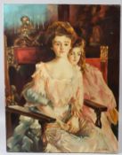 L SALTER Portrait of a woman and girl oil on canvas signed unframed 81 x 61cm