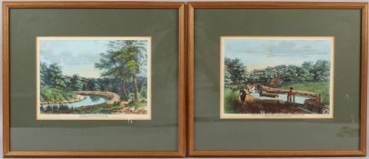 ROBERT WILKINSON (PUBLISHER) Views of Croydon canal pair of etchings with early hand colouring 17