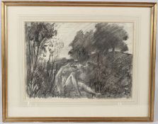ATTRIBUTED TO PHILIP CONDER Female nude in a woodland ink and pencil 26 x 36.5cm