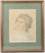 BRITISH SCHOOL (19TH CENTURY) Head and shoulder portrait of a woman coloured pencils 29.5 x 23.5cm