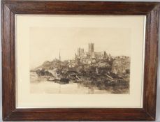 VICTORIA SUSANNA HINE (1840-1926) Lincoln Cathedral etching 37 x 55cm image