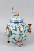 A LARGE HEREND FISH VASE AND COVER. 25cms high.