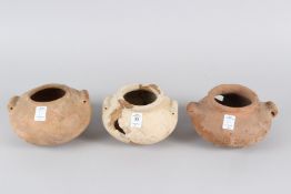AN EGYPTIAN PAINTED TERRACOTTA JAR, PREDYNASTIC PERIOD, Circa. 3500-3100 BC; together with two