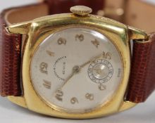 VACHERON CONSTANTIN, A GENTLEMAN'S 18CT GOLD CASED WRISTWATCH, with silvered dial, Arabic