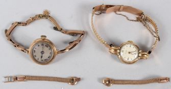 A LADIES 9CT GOLD WRISTWATCH, and another ladies wristwatch.