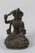 A SMALL BRONZE SEATED BUDDHA. 12cms high.