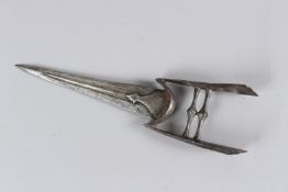 A 19TH CENTURY INDIAN STEEL KATAR. 36cms long.
