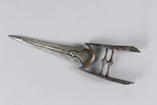 A 19TH CENTURY INDIAN STEEL KATAR. 36cms long.