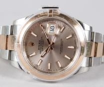 ROLEX: A GENTLEMAN'S BI-METAL OYSTER PERPETUAL DATEJUST WRISTWATCH, Model 126301, Serial Number